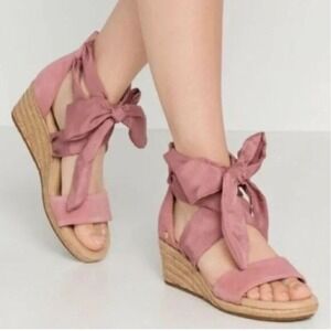 UGG Trina Espadrille Wedge Sandals Womens 7.5 Pink Dawn Suede Lace Up 1099693
